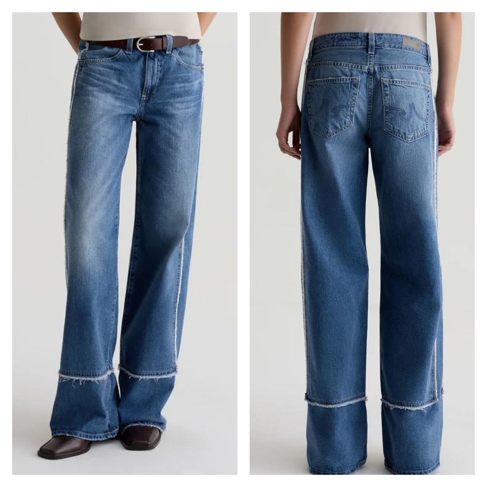AG Adriano Goldshmied Adria Size 26 Low Rise Wide Leg Jeans Socialite Japanese